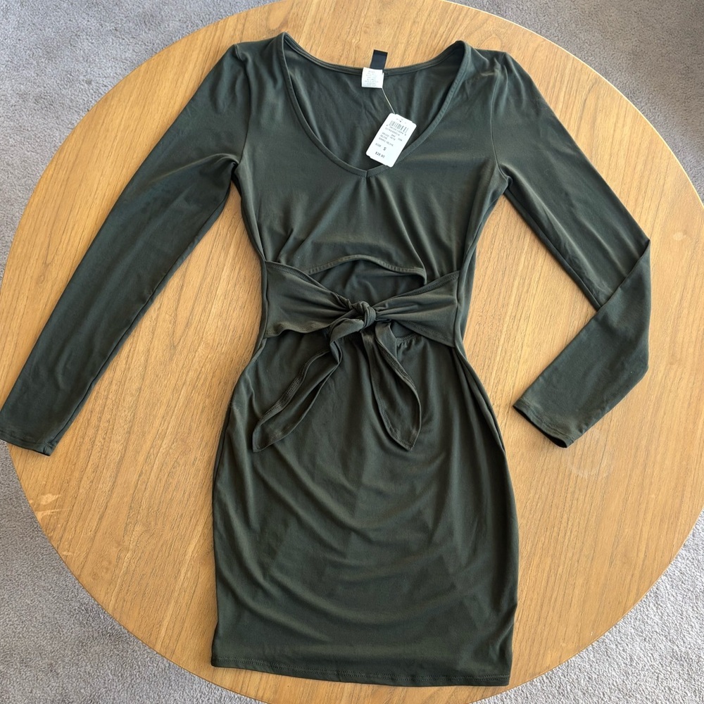 Windsor Olive Green Long Sleeve Dress